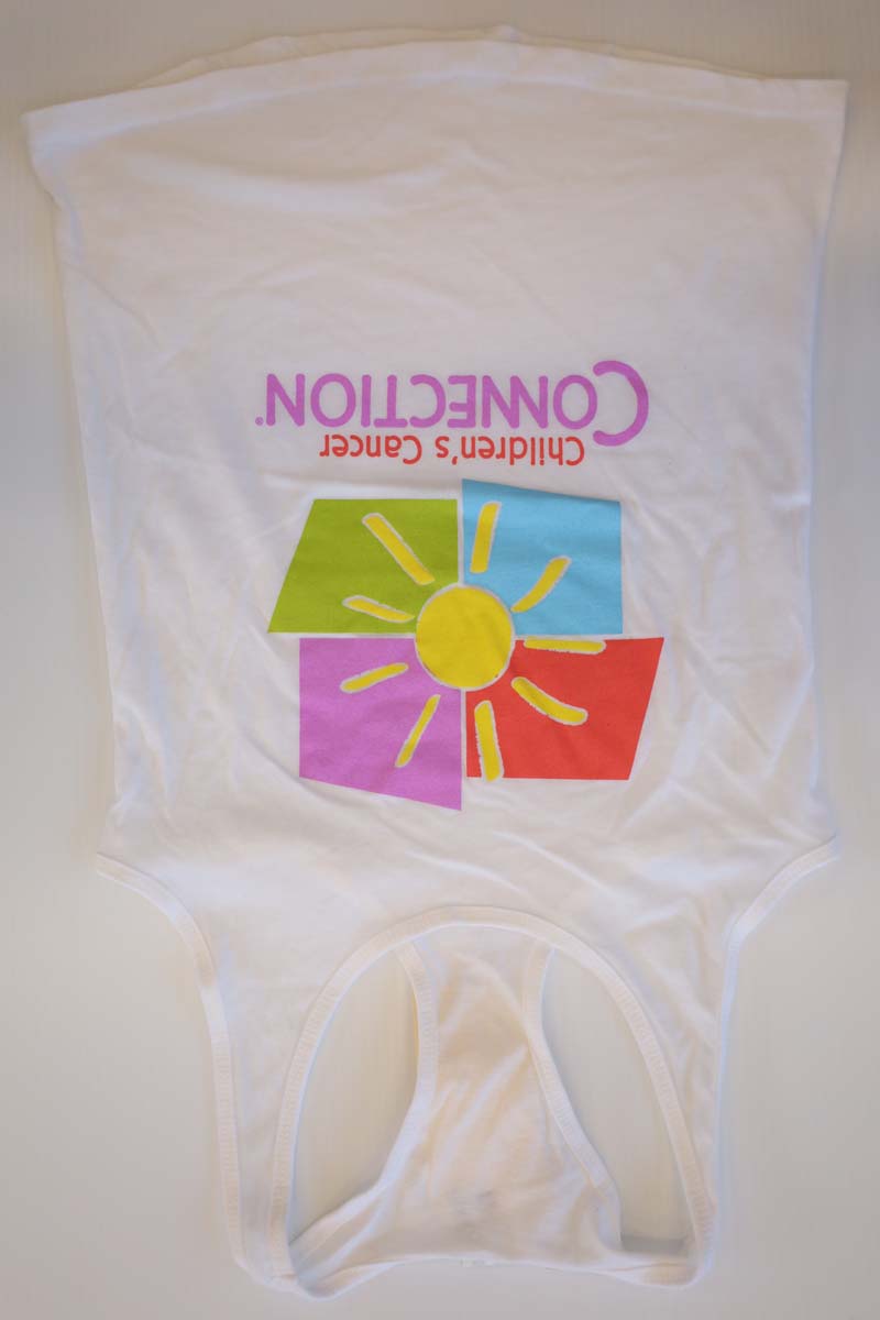 photo of white tank top with full color ccc logo on front