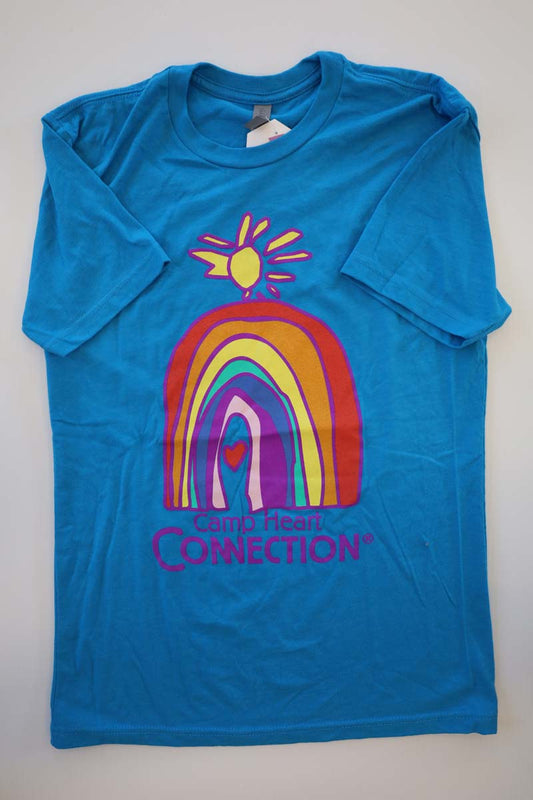 photo of turquoise tshirt with full color chc logo