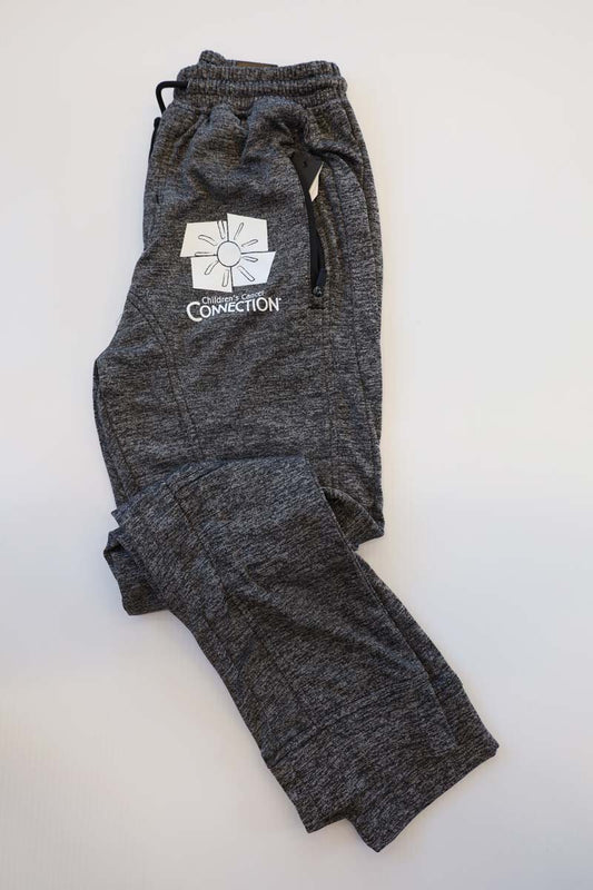 photo of gray jogger pants with white ccc logo