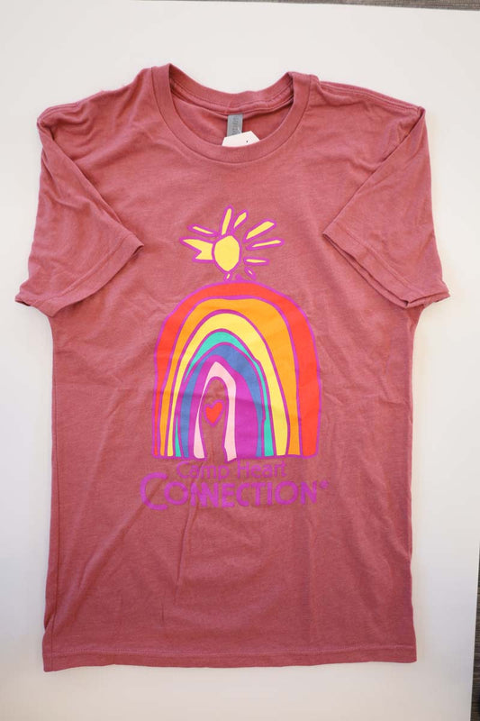 photo of mauve tshirt with full color chc logo